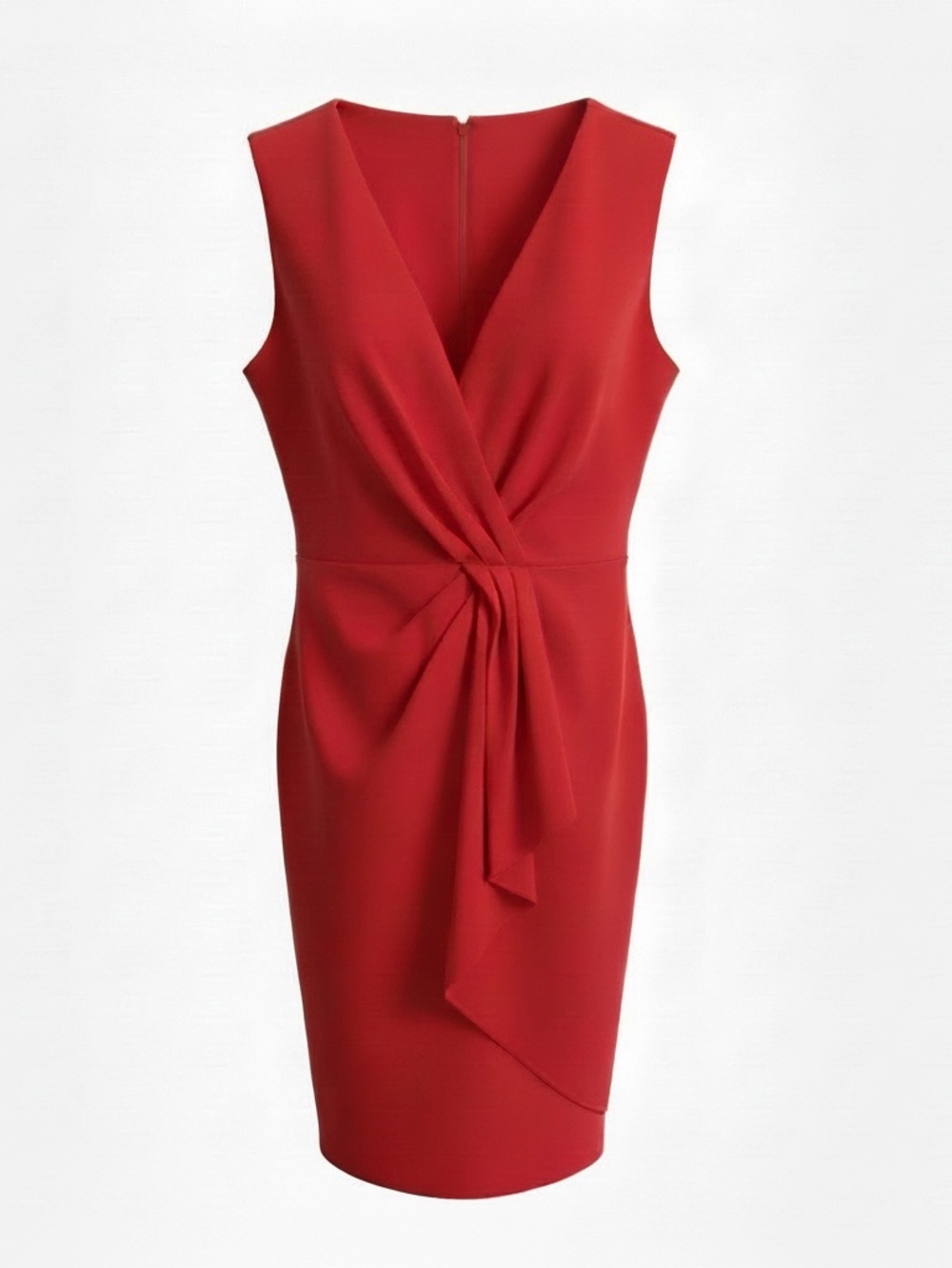 Elie Tahari Red Sleeveless Twist-Detail Midi Dress